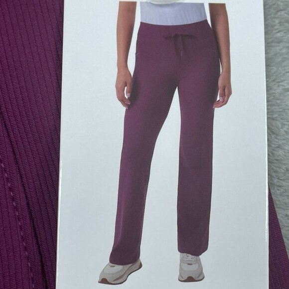 32 Degrees Cool Womens Small Purple Ribbed Wide-Leg Stretch Pants   d0208 - Picture 1 of 9